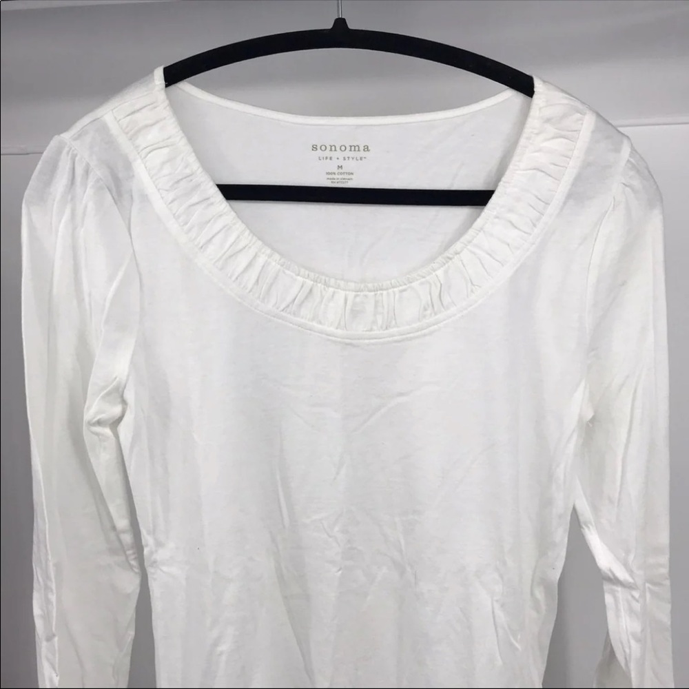NEW White Cinched neckline and Shoulders Shirt Top M